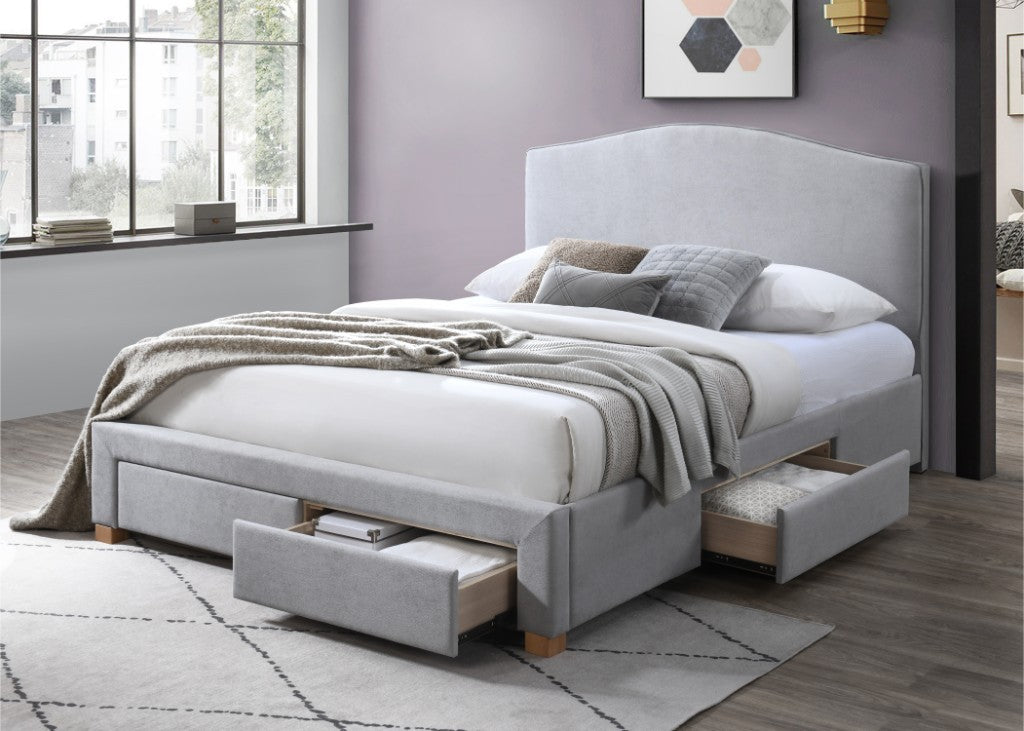 HUDSON BED WITH 4 UNDERBED STORAGE DRAWERS - MIST