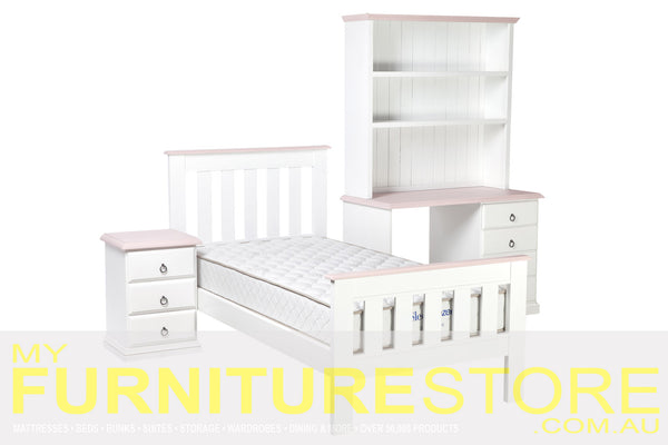 KING SINGLE MULTI-TONE TIMBER BED FRAME - ASSORTED COLOURS