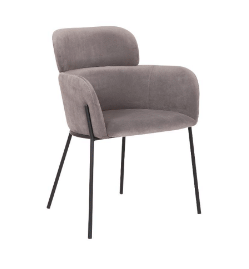 WINSDOR VELVET FABRIC DINING CHAIR - GREY