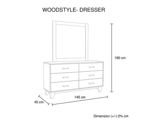 WOODVINCE SCANDINAVIAN KING 5 PIECE (DRESSER) BEDROOM SUITE - ANTIQUE LIGHT BROWN