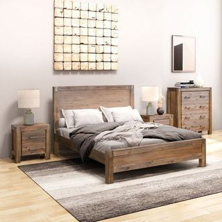 ENDLICHERI KING 4 PIECE (TALLBOY) BEDROOM SUITE - OAK / CHOCOLATE