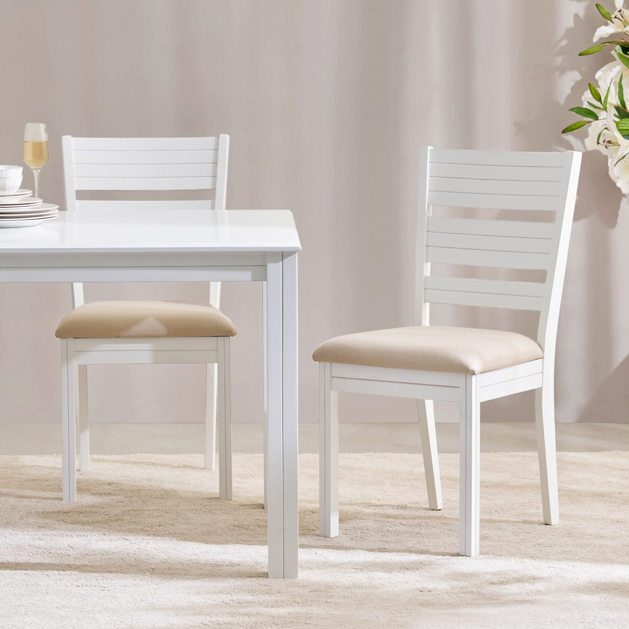 WHITE TIMBER DINING CHAIRS