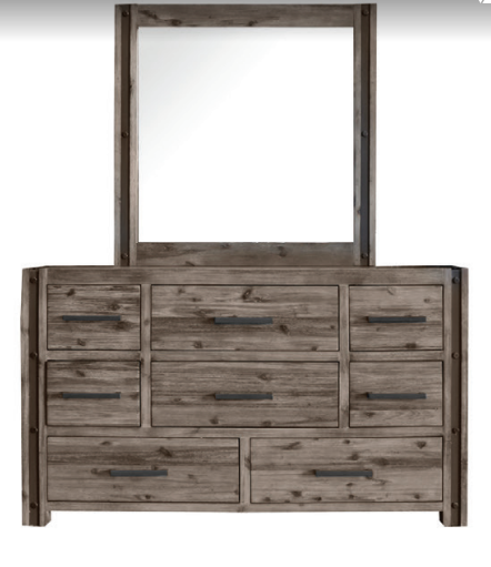 Swan (3592) 8 Drawers Hardwood Dressing Table With Mirror (19-20-15-3-11-25-1-18-4)- 815(H) X 1400(W) - Brushed Gum