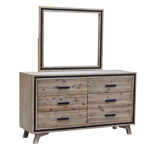 RITTENHOUSE 6 DRAWER DRESSING TABLE WITH MIRROR - 1800(H) x 1450(W) x 450(D) - SILVER BRUSH