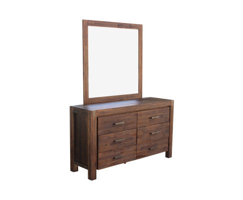 NOWRA 6 DRAWER DRESSING TABLE WITH MIRROR - CHOCOLATE