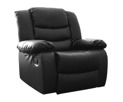 HANNY  BONDED LEATHER SINGLE RECLINER  - BLACK