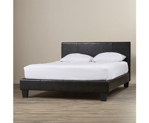 QUEEN JOSHUA LEATHERETTE  BED FRAME - BLACK