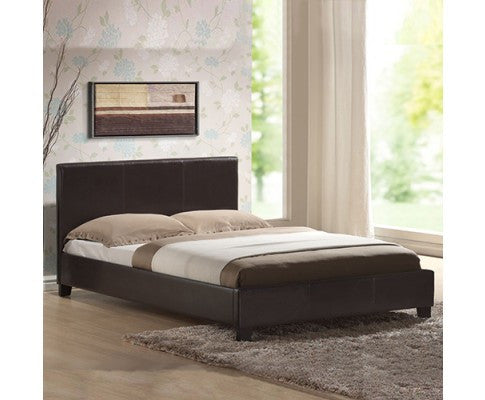 QUEEN MONDEO LEATHERETTE BED - BROWN