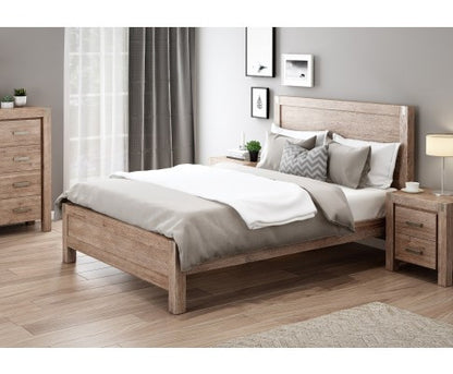KING NOWRA ACACIA BED FRAME - CLASSIC OAK