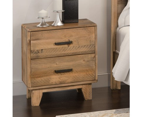 WOODVINCE SCANDINAVIAN  SOLID TIMBER BEDSIDE TABLE - 2 DRAWERS - (MODEL: 23-15-15-4-19-20-25-12-5) - LIGHT BROWN