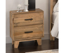 WOODVINCE SCANDINAVIAN  SOLID TIMBER BEDSIDE TABLE - 2 DRAWERS - (MODEL: 23-15-15-4-19-20-25-12-5) - LIGHT BROWN
