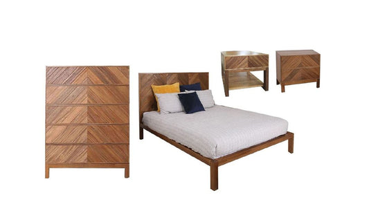 KALISTA  KING 4 PIECE (TALLBOY) BEDROOM SUITE  - AFRICAN OAK  - AS PICTURE