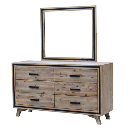 RITTENHOUSE 6 DRAWER DRESSING TABLE WITH MIRROR - 1800(H) x 1450(W) x 450(D) - SILVER BRUSH