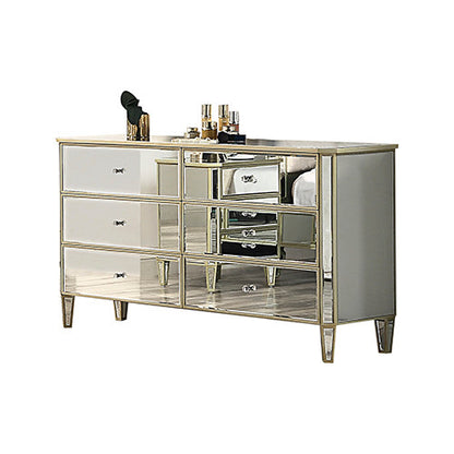 GABBY 6 DRAWER MIRRORED LOWBOY WITH MIRROR - 2040(H) x 1423(W) x 457(D) - SILVER