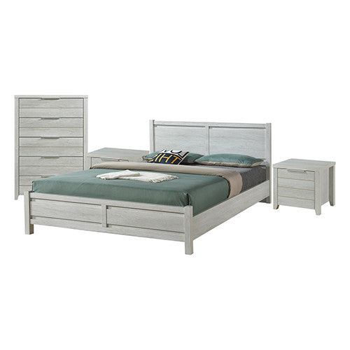 VAUGHAN DOUBLE OR QUEEN 4 PIECE (TALLBOY) BEDROOM SUITE - WHITE ASH