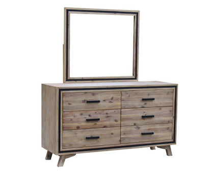 JAYCE 6 DRAWER DRESSING TABLE WITH MIRROR - AS PICTURED