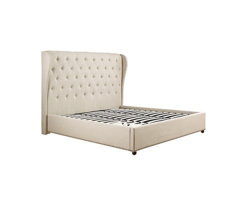 QUEEN PARIS LINEN FABRIC BED   - BEIGE