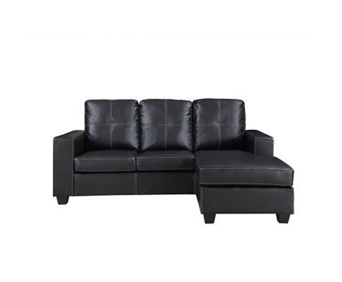 NOWRA LEATHERETTE SOFA WITH CHAISE - BLACK
