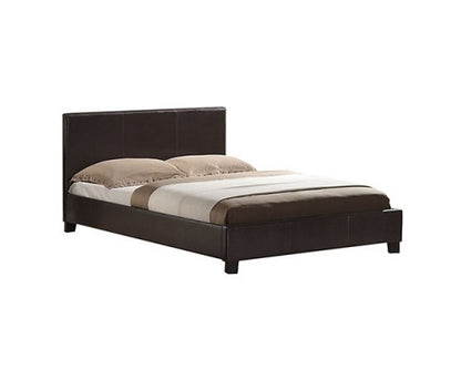 QUEEN POLARIS LEATHERETTE BED - BROWN