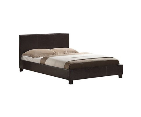 QUEEN MONDEO LEATHERETTE BED - BROWN