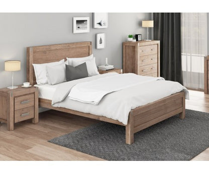 KING NOWRA ACACIA BED FRAME - CLASSIC OAK