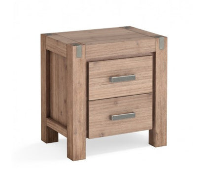 NOWRA ACACIA 2 DRAWER BEDSIDE TABLE - CLASSIC OAK