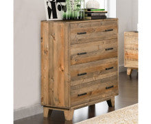 WOODVINCE SCANDINAVIAN  SOLID TIMBER TALLBOY CHEST  - 4 DRAWERS - (MODEL: 23-15-15-4-19-20-25-12-5) - 1200(H) X 980(W) -LIGHT BROWN