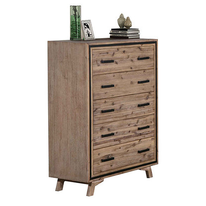 RITTENHOUSE 5 DRAWER TALLBOY - 1320(H) x 960(W) x 450(D) - SILVER BRUSH