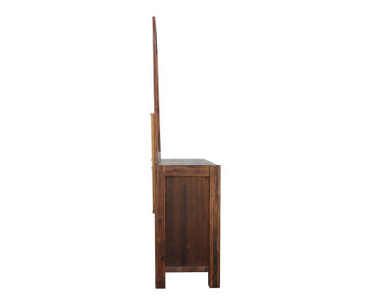 NOWRA 6 DRAWER DRESSING TABLE WITH MIRROR - CHOCOLATE