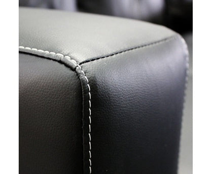 NOWRA LEATHERETTE SOFA WITH CHAISE - BLACK
