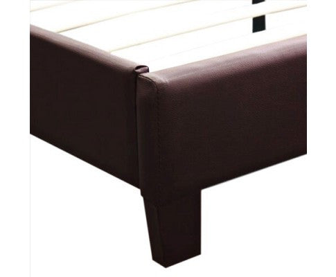 QUEEN MONDEO LEATHERETTE BED - BROWN