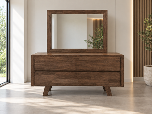 Susan (AUSSIE MADE) Drawers Dresser With Mirror - Tassie Oak Combination - Assorted Colours Available