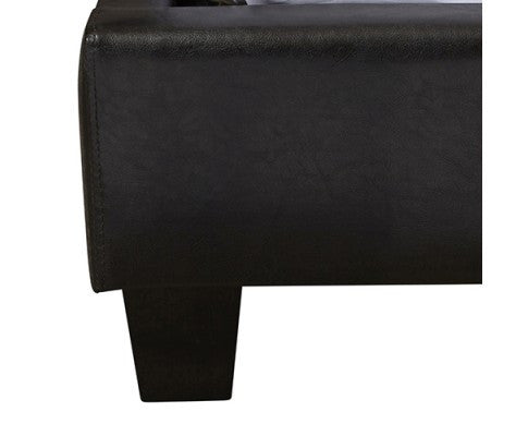 QUEEN JOSHUA LEATHERETTE  BED FRAME - BLACK