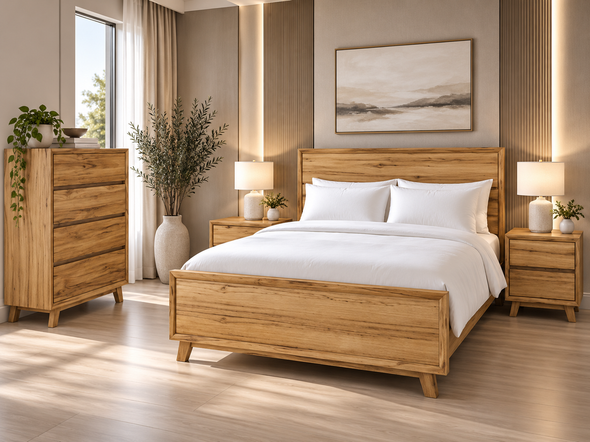 King Indigo Bed - Natural