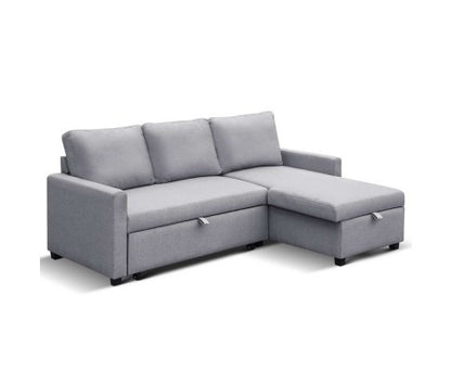 STELLO 3 SEATER FABRIC  SEATER - SOFABED WITH STORAGE   - GREY