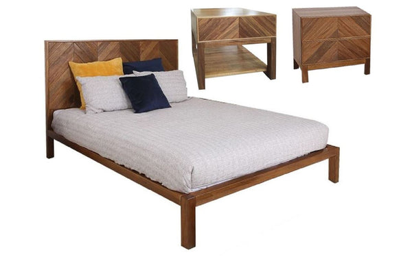 KALISTA  KING 3 PIECE (BEDSIDE) BEDROOM SUITE  - AFRICAN OAK  - AS PICTURE