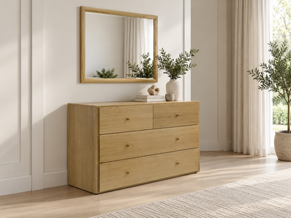 Demopolis 4 Drawer Dresser With Mirror - Natural & Warwick Orange/yellow