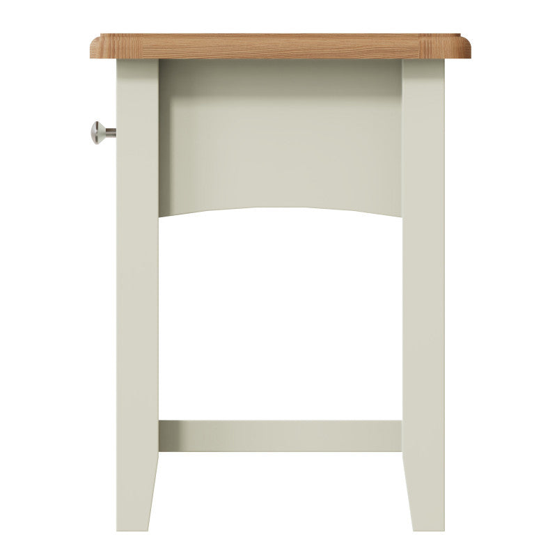 EMMETT (GA-LT-W) LAMP TABLE WITH ONE DRAWER - 470(H) x 400(W) x 360(D) - IVORY WHITE / LIGHT OAK (2 TONE)