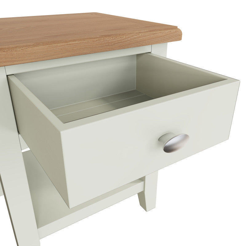 EMMETT (GA-LT-W) LAMP TABLE WITH ONE DRAWER - 470(H) x 400(W) x 360(D) - IVORY WHITE / LIGHT OAK (2 TONE)