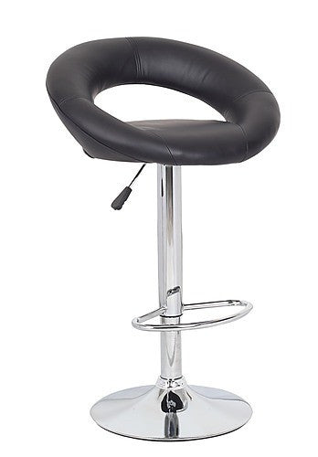 GACRUX 2x LEATHERETTE KITCHEN BAR STOOL - BLACK