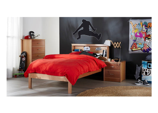 Single Scholastic (AUSSIE MADE) Bed With Dooner Foot - Tassie Oak Combination - Assorted Stained Colours