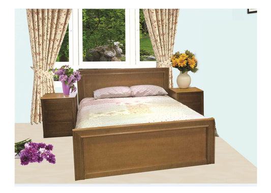 QUEEN MOSMAN HARDWOOD BED -LIGHT BROWN