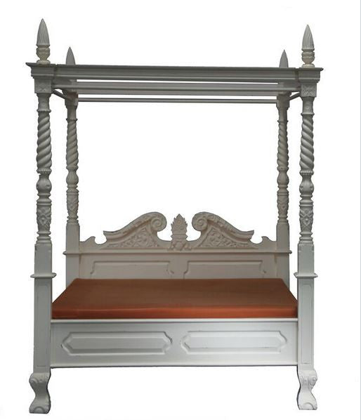 JEPARA  KING  POSTER 4  PIECE TALLBOY  BEDROOM SUITE  - WHITE (MADE TO ORDER )