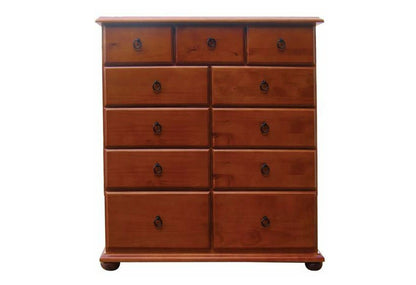 ANNA (AUSSIE MADE) 11 DRAWERS - 9 OVER 2 (9 STANDARD DRAWERS / 2 BLANKET DRAWERS) TALLBOY CHEST - 1230(H) X 1200(W) - ASSORTED COLOURS
