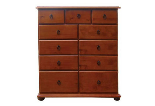 ANNA (AUSSIE MADE) 11 DRAWERS - 9 OVER 2 (9 STANDARD DRAWERS / 2 BLANKET DRAWERS) TALLBOY CHEST - 1230(H) X 1200(W) - ASSORTED COLOURS