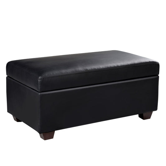 AMARIS LEATHERETTE STORAGE OTTOMAN (OTM-SOFA2-22-BK) -380(H) X 795(W)  - BLACK