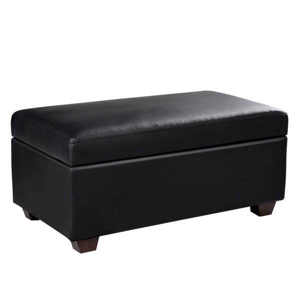 AMARIS LEATHERETTE STORAGE OTTOMAN (OTM-SOFA2-22-BK) -380(H) X 795(W)  - BLACK
