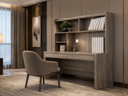 Denzel Study Desk With Hutch - 1515(H) X 1200(W) X 580(D) - Grey Oak