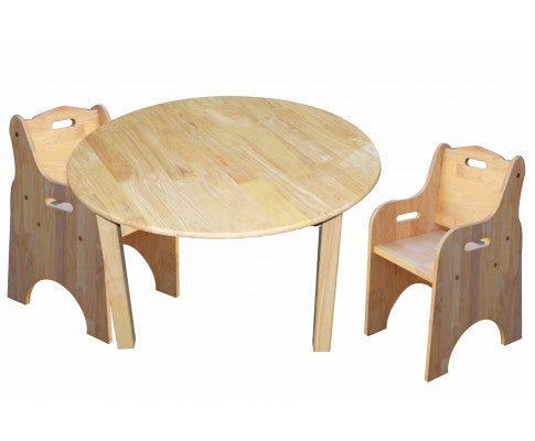 MEDIUM ROUND  TABLE AND TODDLER CHAIR SET ( V59-128089 ) -  750(DIAM) NATURAL