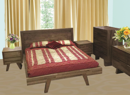 Susan (AUSSIE MADE) Queen 4 Piece (TALLBOY) Bedroom Suite - Tassie Oak Combination - Assorted Colours Available